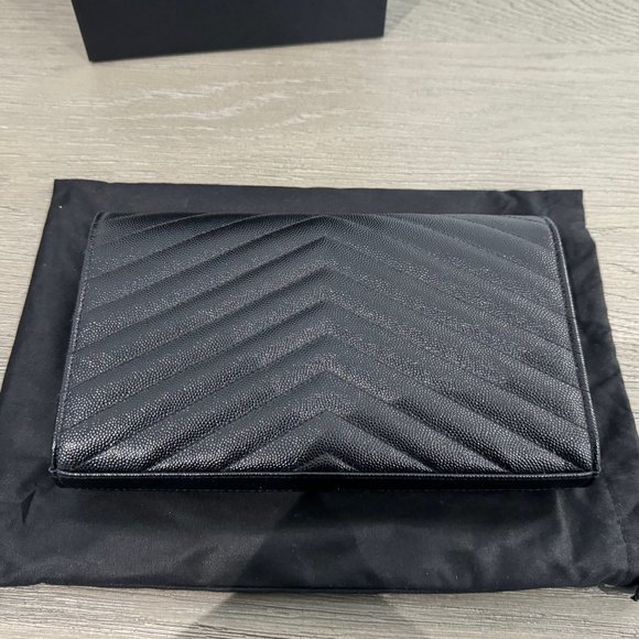 SAINT LAURENT Black Monogramme Envelope Chain Wallet Bag - Picture 10 of 15
